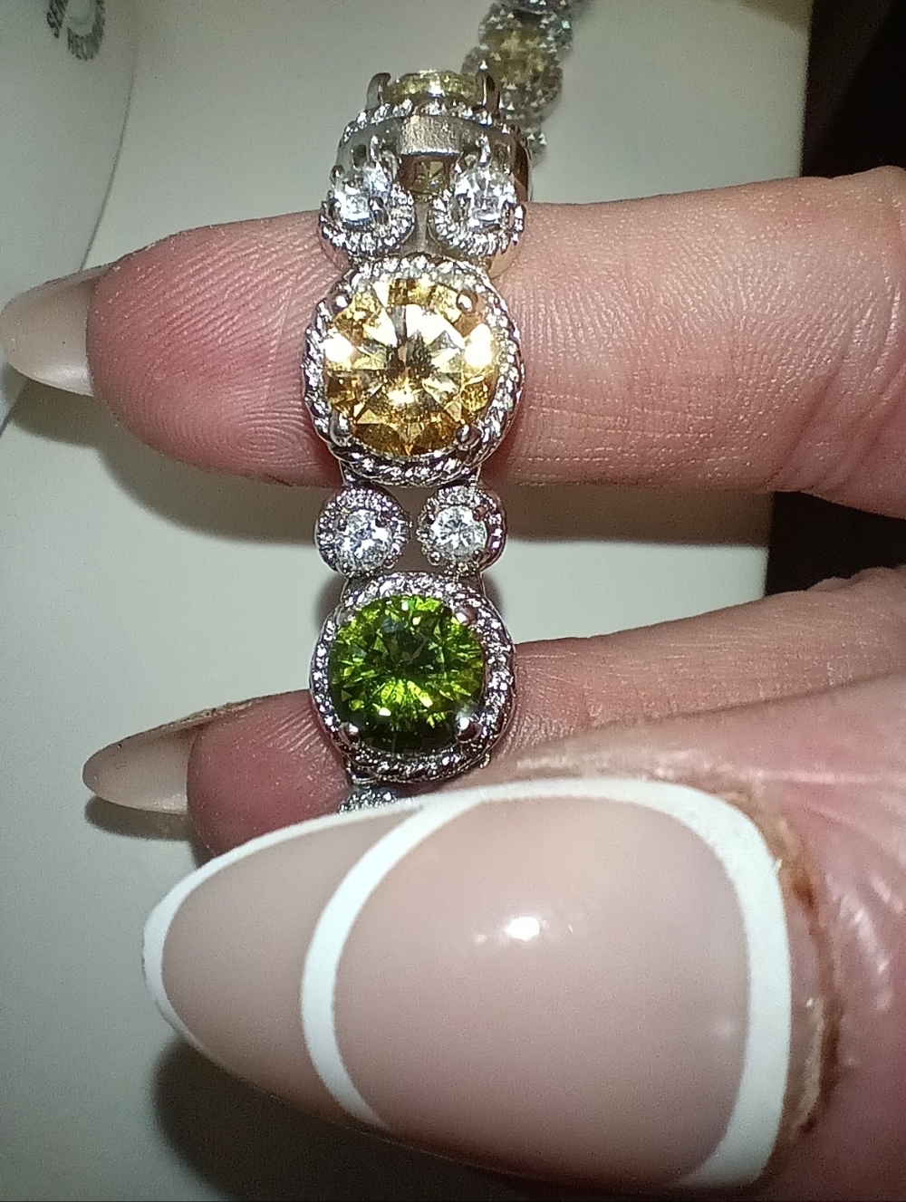 Curated Stylist Piece "Art Deco" Style Multicolored Gemstone Tennis Bracelet - Picture 5 of 6